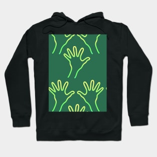 Cave Hands Anew Yellow-Green on Green 5748 Hoodie